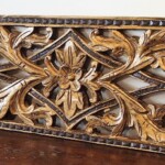 Old Gold Painted Carved Teak Panel 129 Old Gold Painted Carved Teak Panel 129