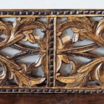 Old Gold Painted Carved Teak Panel 129 Old Gold Painted Carved Teak Panel 129