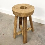 Round Rustic Wood Stool at Gado Gado Furniture