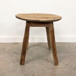 Rustic Reclaimed Teak Round Accent Table Stool