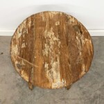 Rustic Reclaimed Teak Round Accent Table Stool