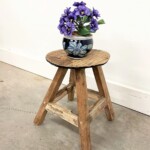 Small Reclaimed Teak Round Stool from Gado Gado