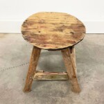 Small Reclaimed Teak Round Stool from Gado Gado