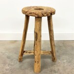 Round Rustic Wood Stool 2 at Gado Gado