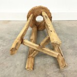 Round Rustic Wood Stool 2