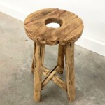 Round Rustic Wood Stool 2 from Gado Gado