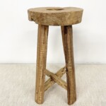 Round Rustic Wood Stool at Gado Gado