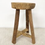Round Rustic Wood Stool