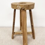 Round Rustic Wood Stool at Gado Gado