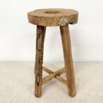 Round Rustic Wood Stool