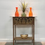 Carved Artisan Entry Console Table from Gado Gado Furniture