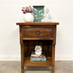 Carved Wood Nightstand with Storage from Gado Gado Furniture