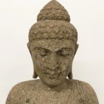 Tall Carved Stone Standing Buddha Statue at Gado Gado