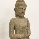 Tall Carved Stone Standing Buddha Statue at Gado Gado