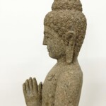 Tall Carved Stone Standing Buddha Statue at Gado Gado