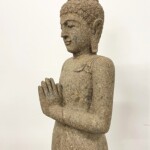 Tall Carved Stone Standing Buddha Statue at Gado Gado