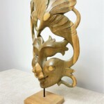 Hand Carved Abstract Wood Mask on Stand Hand Carved Abstract Wood Mask on Stand at Gado Gado