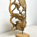 Hand Carved Abstract Wood Mask on Stand at Gado Gado Hand Carved Abstract Wood Mask on Stand