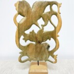 Hand Carved Abstract Wood Mask on Stand Hand Carved Abstract Wood Mask on Stand