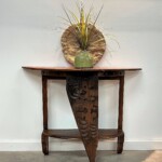 Reclaimed Wood Half Moon Carved Console Table from Gado Gado Furniture Reclaimed Wood Half Moon Carved Console Table from Gado Gado Furniture
