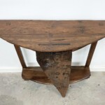 Designed to showcase the old architectural panel, and the intrinsic beauty of the reclaimed teak wood, this artisan hall table will be a statement piece