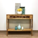 Artisan Console Table with Old Carved Panels