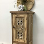 Bleached Teak Carved Side Cabinet