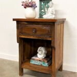 Carved Wood Nightstand with Storage