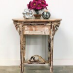 Distressed Mahogany Wood Accent Table