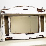 Distressed Whitewashed Vintage Mirror
