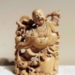 Hand Carved Happy Buddha Wood Statue from Bali