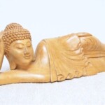 Hand Carved Reclining Buddha Wood Statue
