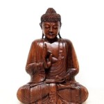 Hand Carved Sitting Buddha Bali Wood Carving Statue