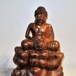 Meditating Buddha on Clouds Bali Wood Carving Statue