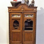 Old Colonial Painted Glass Accent Cabinet