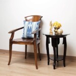 Old Loom Accent Table with Glass Top