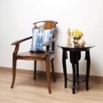 Old Loom Accent Table with Glass Top