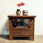 Open Shelf Side Table with Drawer