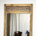 Reclaimed Wood Carved Panel Mirror