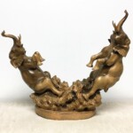 Roaring Elephants Balinese Wood Carving