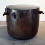 Round Tribal Side Table with Glass Top 2