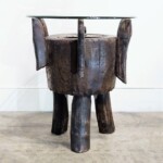 Round Tribal Side Table with Glass Top 3
