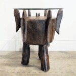 Round Tribal Side Table with Glass Top 3