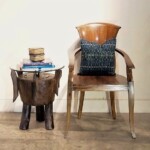 Round Tribal Side Table with Glass Top 3