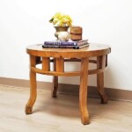 Round Teak Burl Table