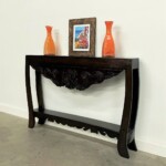 Slim Reclaimed Wood Carved Console Table Slim Reclaimed Wood Carved Console Table from Gado Gado