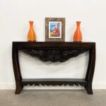 Slim Reclaimed Wood Carved Console Table from Gado Gado Slim Reclaimed Wood Carved Console Table from Gado Gado