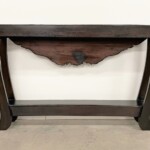 Slim Reclaimed Wood Carved Console Table
