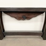 Slim Reclaimed Wood Carved Console Table