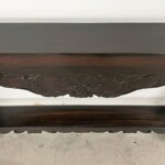 Slim Reclaimed Wood Carved Console Table